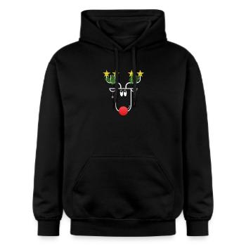 Der etwas andere Weihnachtselch - mega lustig - Gildan Unisex Softstyle® Midweight Hoodie - Schwarz - Vorne - Marisol (170cm) & Nik (191cm)