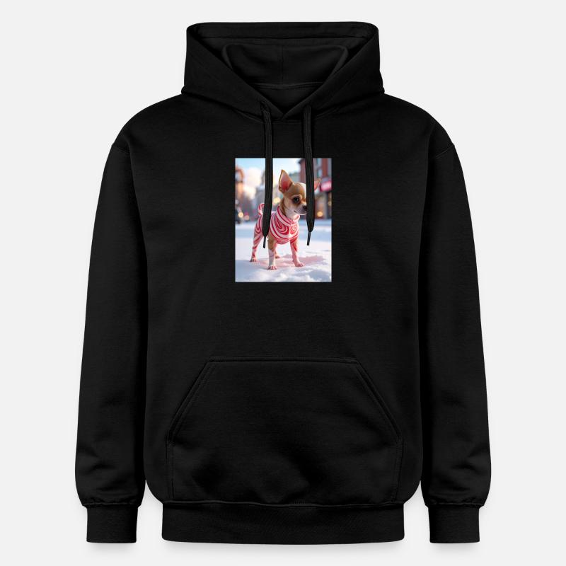 Chihuahua en pull tourbillon rouge - Sweat à capuche Softstyle® Gildan Unisexe - noir