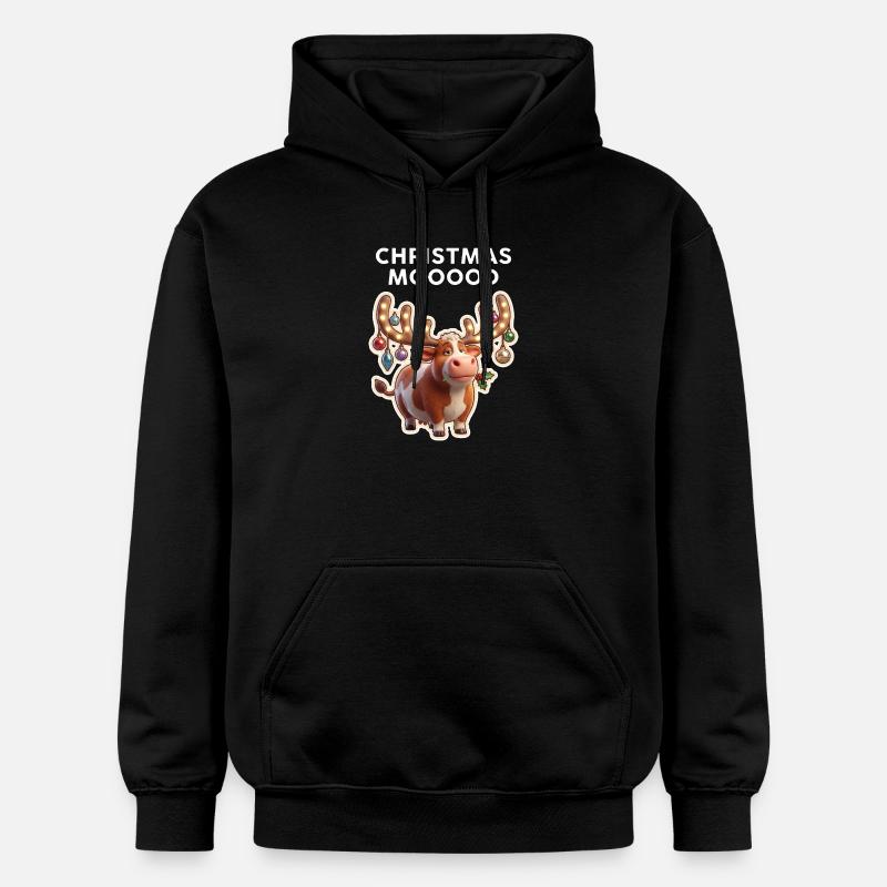 Weihnachtskuh mit Leuchtornamenten - Gildan Unisex Softstyle® Midweight Hoodie - Schwarz
