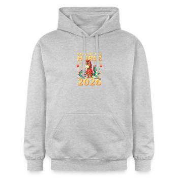 Chinese New Year Of The Horse 2026 - Gildan Unisex Softstyle® Midweight Hoodie - light heather grey - Front - Liana (172cm) & Jaron (178cm)