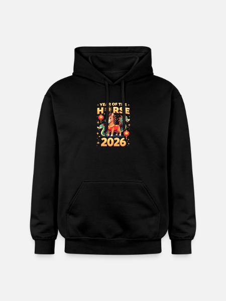 Nouvel An chinois du cheval 2026 - Sweat à capuche Softstyle® Gildan Unisexe - noir