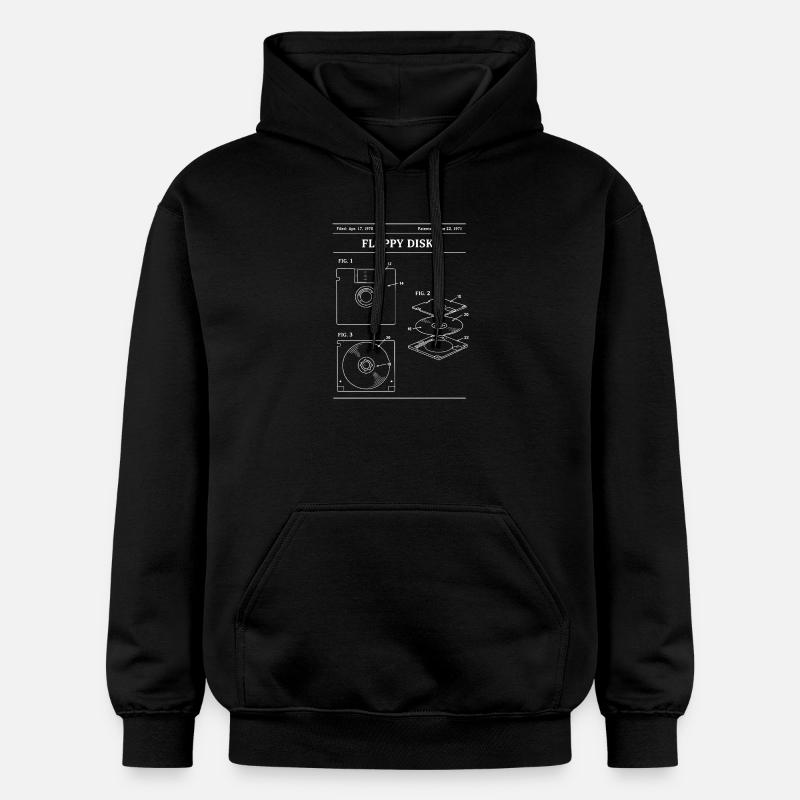 Retro-Disketten-Bauplan - Gildan Unisex Softstyle® Midweight Hoodie - Schwarz
