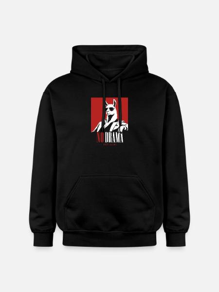 No Drama Just Llama Retro Lama - Gildan Unisex Softstyle® Midweight Hoodie - black