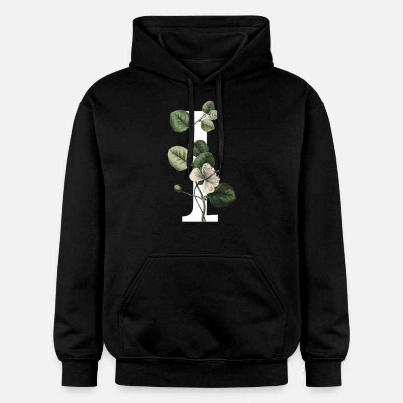 lettre i botanique vert - Sweat à capuche Softstyle® Gildan Unisexe - noir
