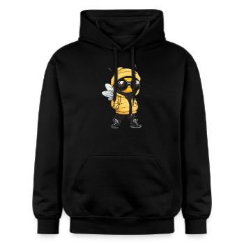 abeille cool abeille bande dessinée - Sweat à capuche Softstyle® Gildan Unisexe - noir - Devant - Marisol (170cm) & Nik (191cm)