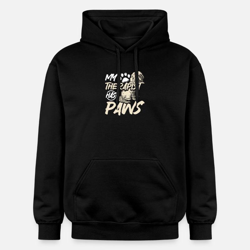 My therapist has paws cockapoo - Gildan Unisex Softstyle® Midweight Hoodie - Schwarz