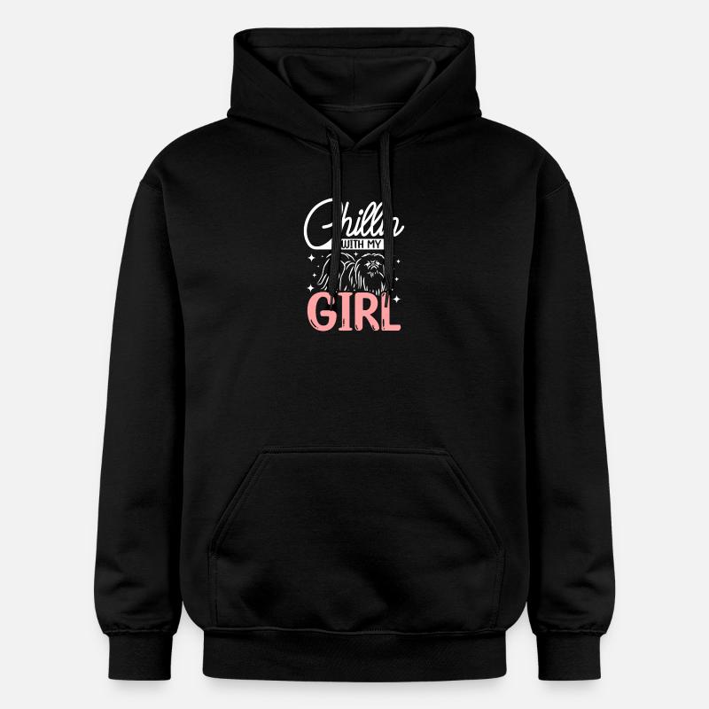 Chillin avec ma pékinois - Sweat à capuche Softstyle® Gildan Unisexe - noir