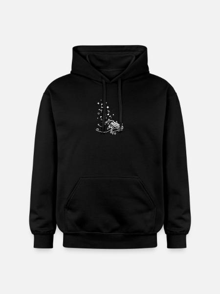 Drawn line art piano player - Gildan Unisex Softstyle® Midweight Hoodie - black