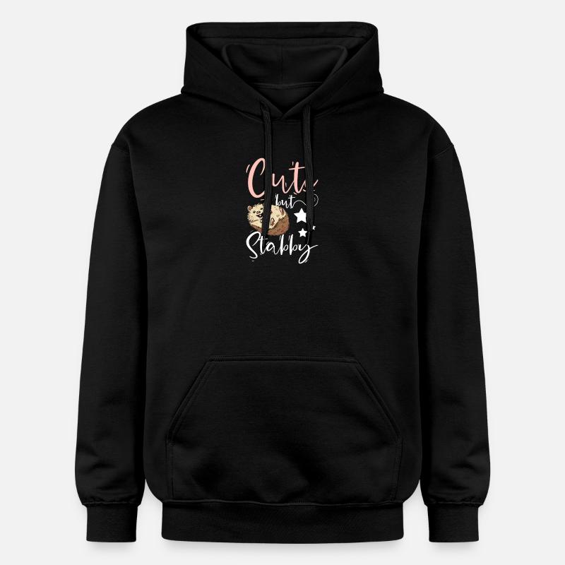 Fille hérisson mignon mais poignardé - Sweat à capuche Softstyle® Gildan Unisexe - noir