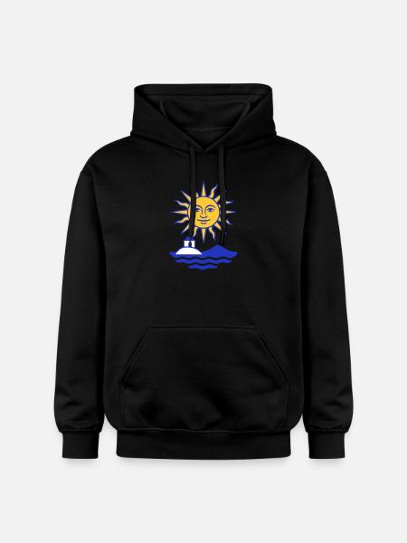 Greece Sun: Sun, Water, Chapel - Gildan Unisex Softstyle® Midweight Hoodie - black