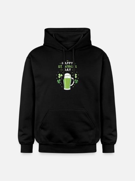 Verre vert Saint-Patrick et trèfles - Sweat à capuche Softstyle® Gildan Unisexe - noir