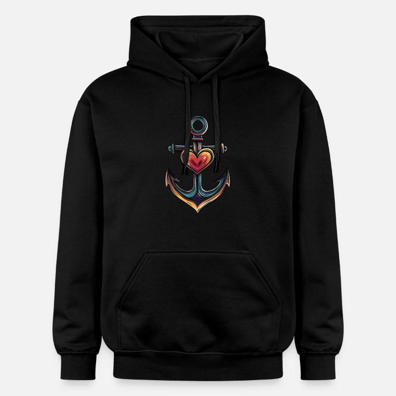 Cœur d’ancre - Sweat à capuche Softstyle® Gildan Unisexe - noir