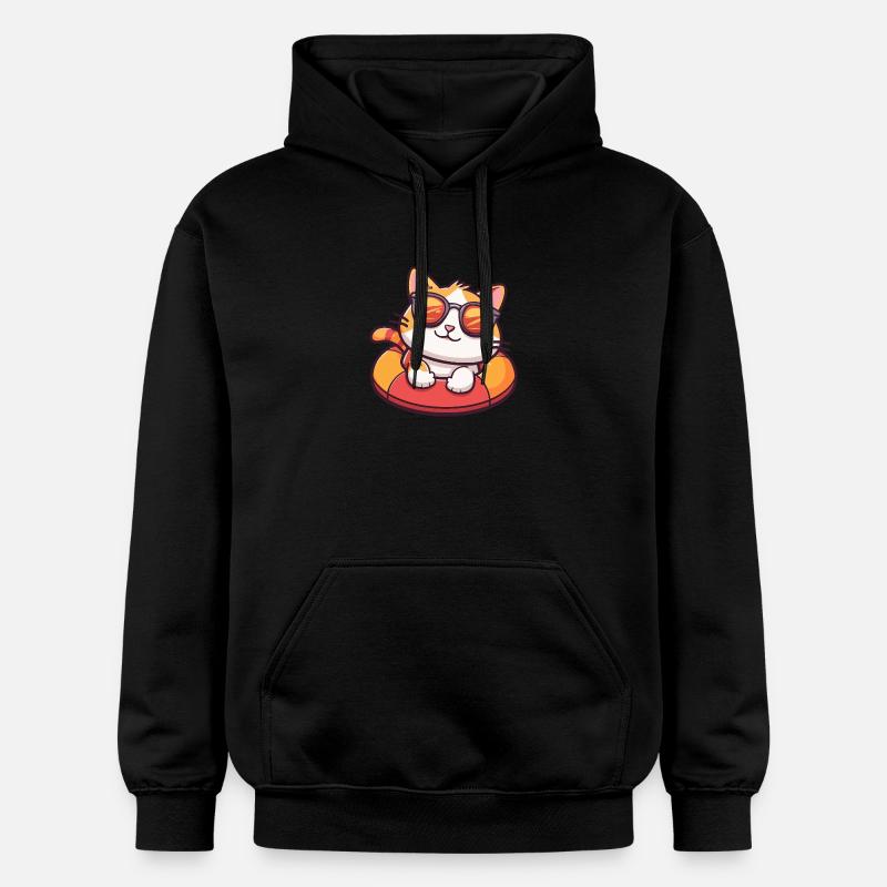 Chat Bande Dessinée Cool - Sweat à capuche Softstyle® Gildan Unisexe - noir