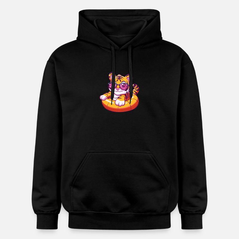 Tigre Bande Dessinée Cool - Sweat à capuche Softstyle® Gildan Unisexe - noir