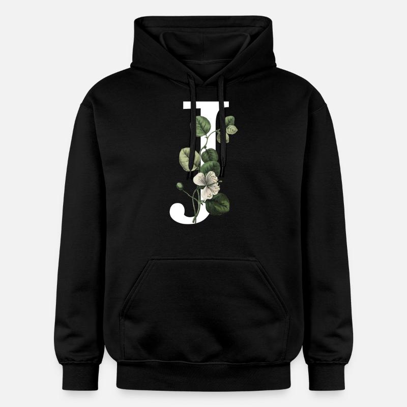 lettre j botanique vert - Sweat à capuche Softstyle® Gildan Unisexe - noir