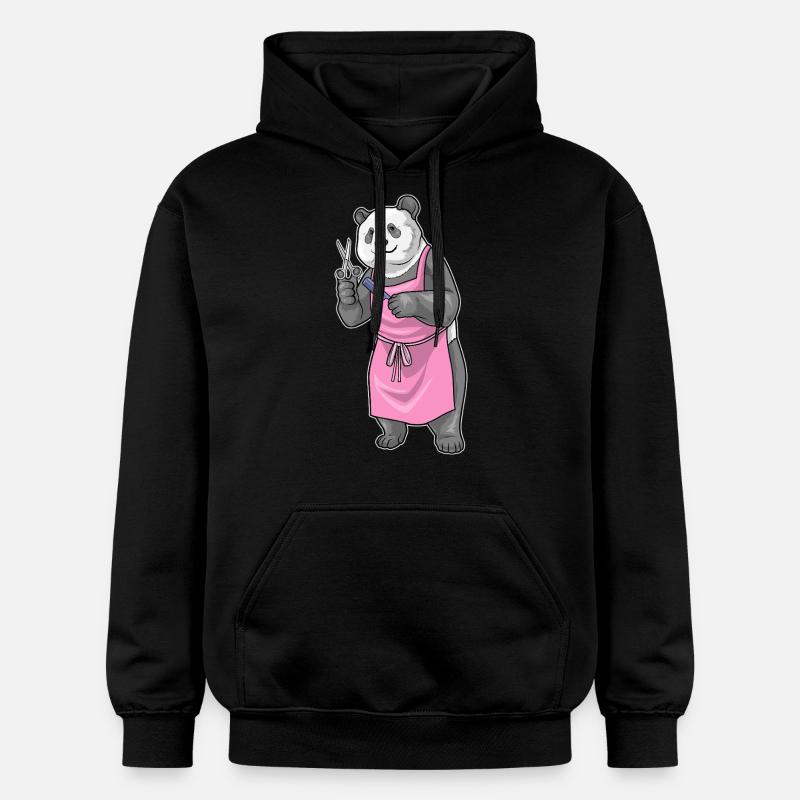 Panda Coiffe Ciseaux Peigne - Sweat à capuche Softstyle® Gildan Unisexe - noir