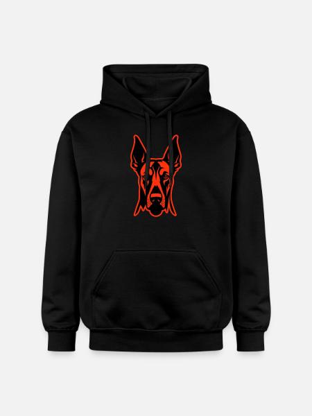 Doberman Dog Head - Gildan Unisex Softstyle® Midweight Hoodie - black