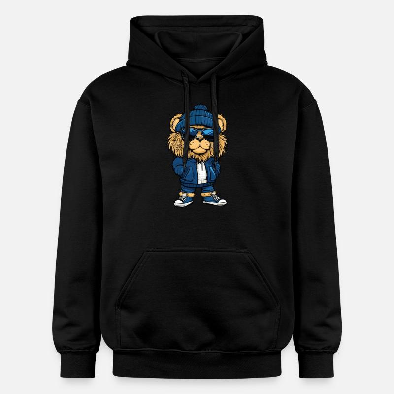 Lion Cool Bande Dessinée - Sweat à capuche Softstyle® Gildan Unisexe - noir