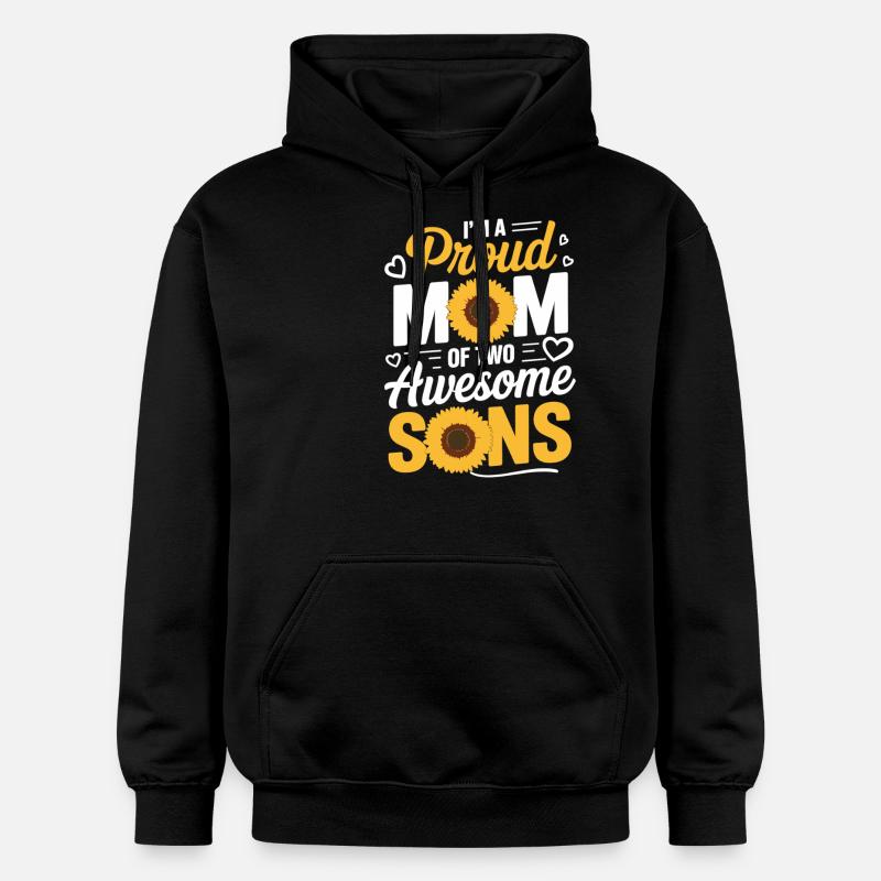 Fière mère de deux fils - Sweat à capuche Softstyle® Gildan Unisexe - noir
