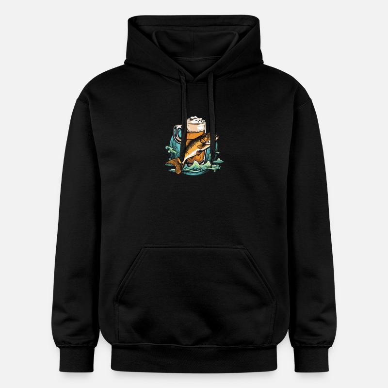 Pêche Pêche Bière - Sweat à capuche Softstyle® Gildan Unisexe - noir