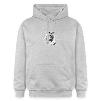 Greyhound Dog Soccer Équipe sportive - Sweat à capuche Softstyle® Gildan Unisexe - gris clair chiné - Devant - Liana (172cm) & Jaron (178cm)