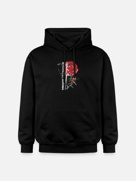 Bamboo row in the red moon - Gildan Unisex Softstyle® Midweight Hoodie - black