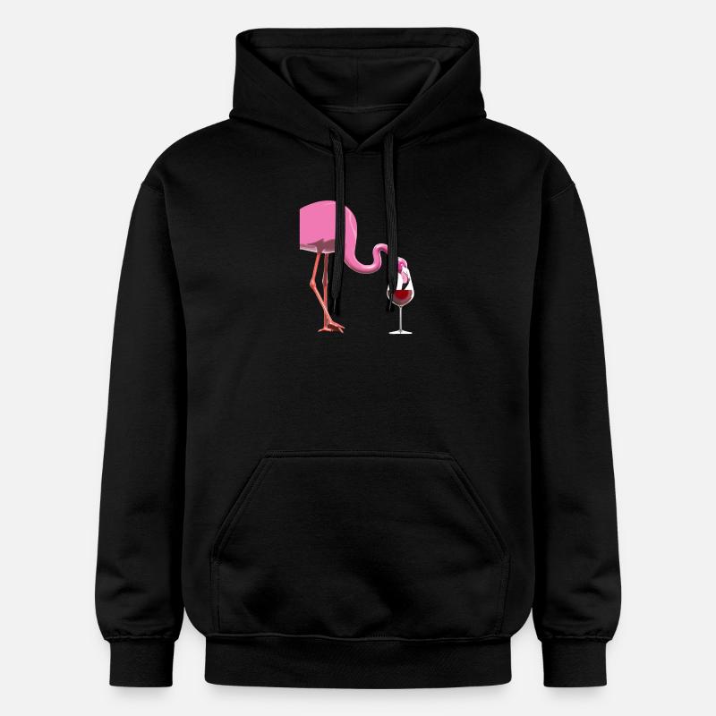 Flamingo mit Weinglas - Gildan Unisex Softstyle® Midweight Hoodie - Schwarz