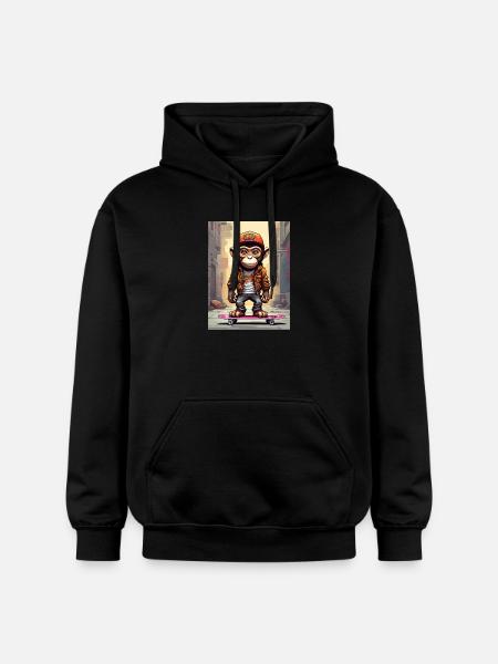 Skate-Monkey im Großstadt-Style - Gildan Unisex Softstyle® Midweight Hoodie - Schwarz