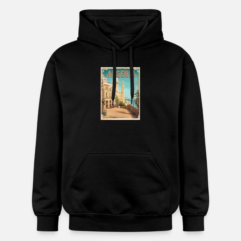 Algerie Vue Historique Côtière - Sweat à capuche Softstyle® Gildan Unisexe - noir