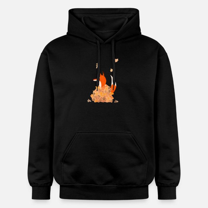 renard avec des feuilles - Sweat à capuche Softstyle® Gildan Unisexe - noir