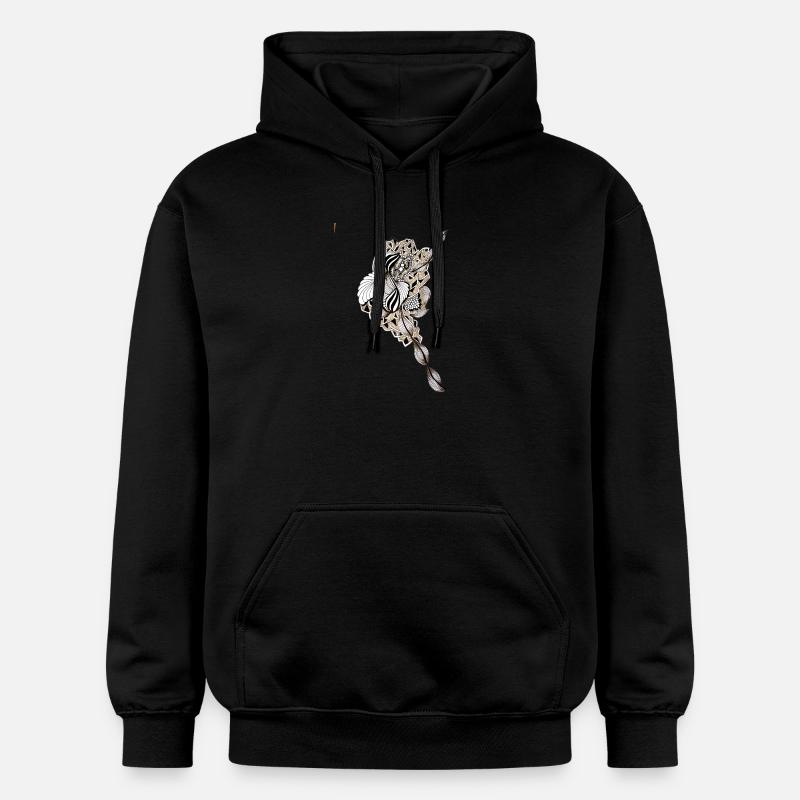 Fleur Mandala Plume Art - Sweat à capuche Softstyle® Gildan Unisexe - noir