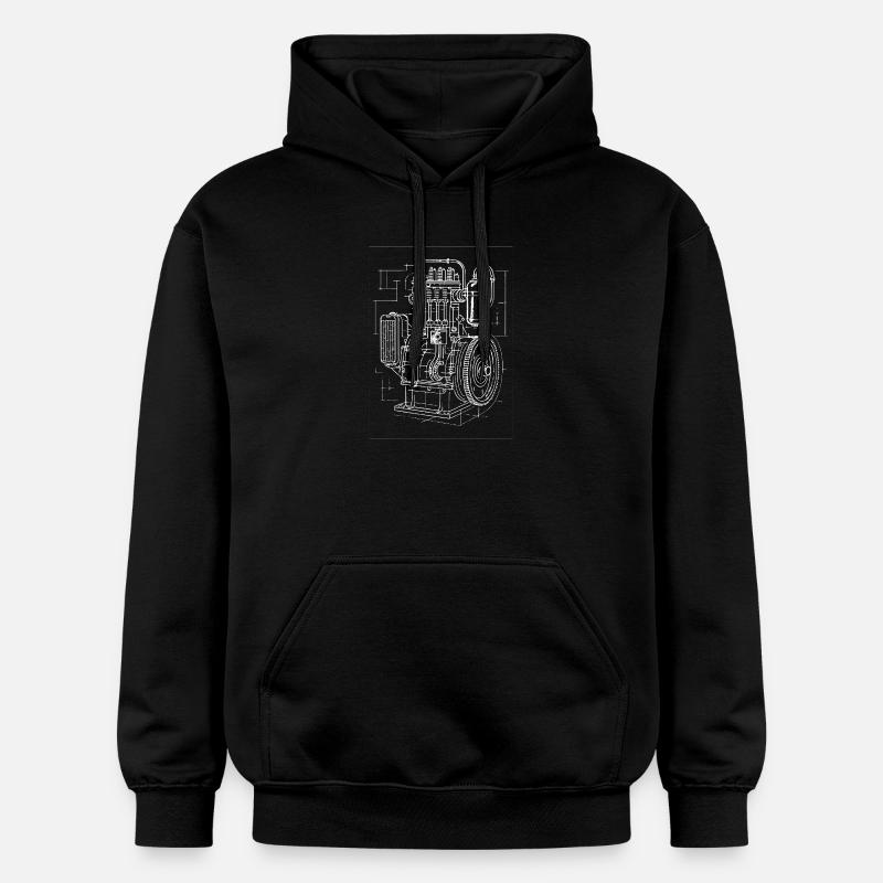 Plan de moteur industriel - Sweat à capuche Softstyle® Gildan Unisexe - noir