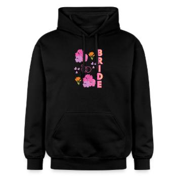 Mariée florale, romantique pour la mariée et le mariage - Sweat à capuche Softstyle® Gildan Unisexe - noir - Devant - Marisol (170cm) & Nik (191cm)