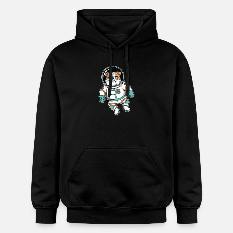 Chien Bulldog Anglais Astronaute Espace - Sweat à capuche Softstyle® Gildan Unisexe - noir