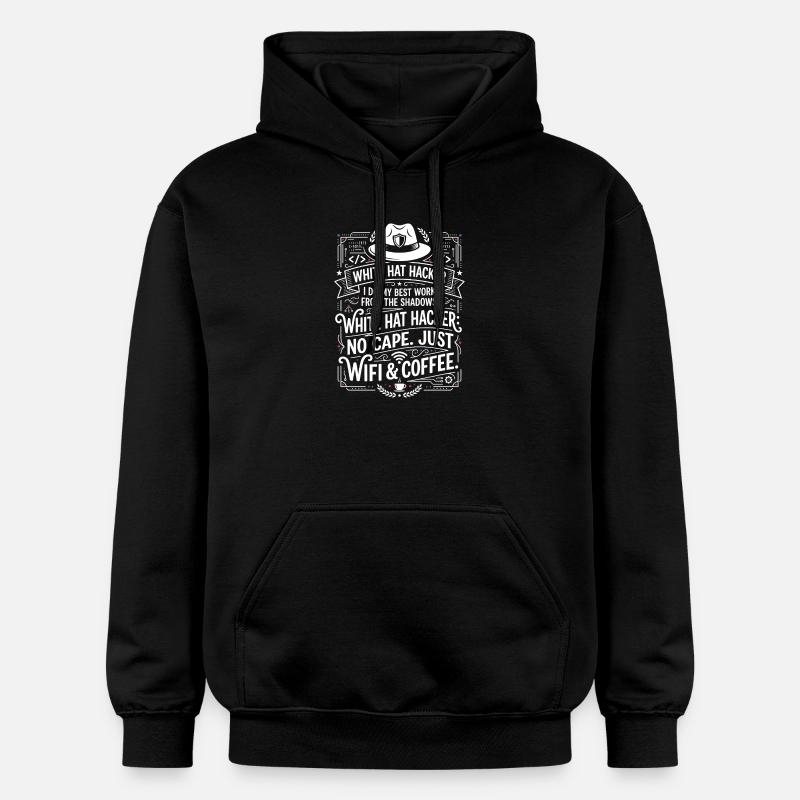 White Hat Hacker Wifi And Coffee - Gildan Unisex Softstyle® Midweight Hoodie - Schwarz