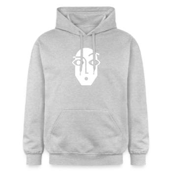 Visage abstrait linéaire noir et blanc - Sweat à capuche Softstyle® Gildan Unisexe - gris clair chiné - Devant - Liana (172cm) & Jaron (178cm)