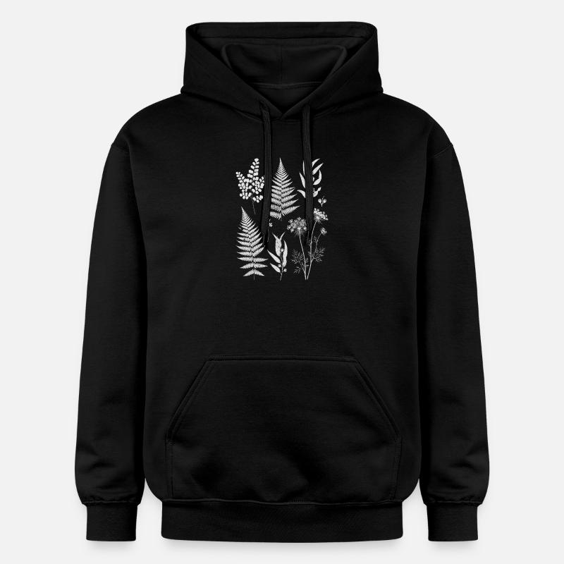 Silhouettes botaniques en blanc - Sweat à capuche Softstyle® Gildan Unisexe - noir
