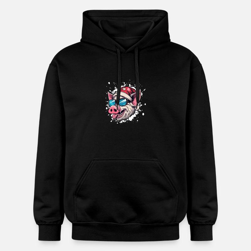 Cochon Noël Drôle - Sweat à capuche Softstyle® Gildan Unisexe - noir