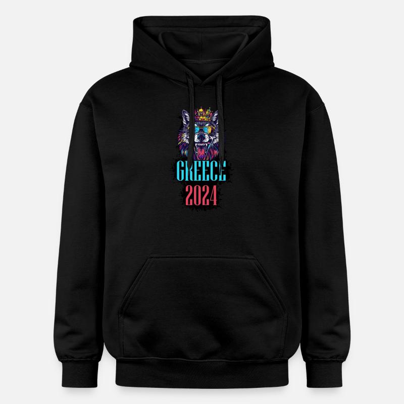 Grèce 2024 Vacances Loup - Sweat à capuche Softstyle® Gildan Unisexe - noir