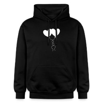 coeur blanc cadeau saint valentin - Sweat à capuche Softstyle® Gildan Unisexe - noir - Devant - Marisol (170cm) & Nik (191cm)