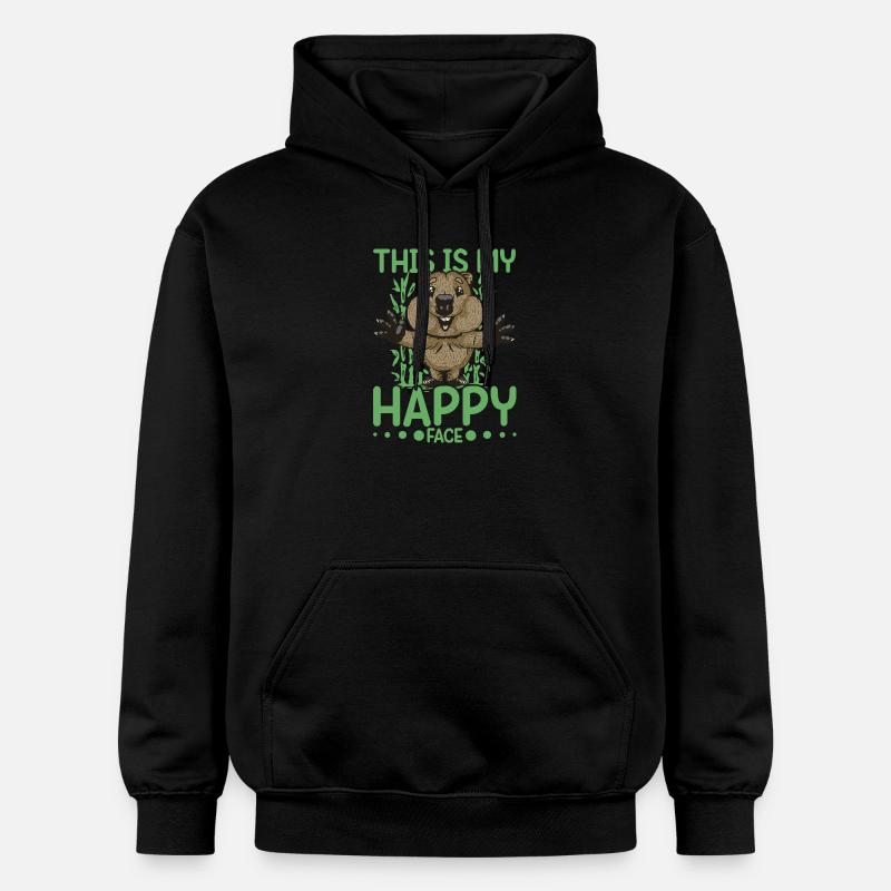 C'est mon visage heureux, Quokka - Sweat à capuche Softstyle® Gildan Unisexe - noir