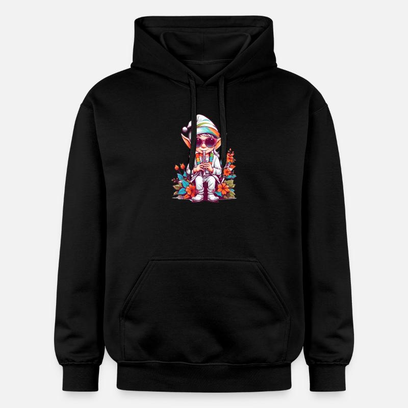 Elfe avec flûte - Sweat à capuche Softstyle® Gildan Unisexe - noir