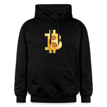 Bitcoin Gold - Gildan Unisex Softstyle® Midweight Hoodie - Schwarz - Vorne - Marisol (170cm) & Nik (191cm)