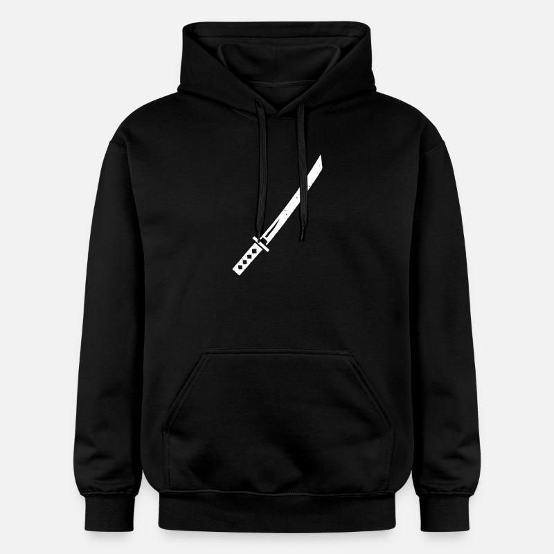 Katana Schwert Samurai Waffe Vektor - Gildan Unisex Softstyle® Midweight Hoodie - Schwarz
