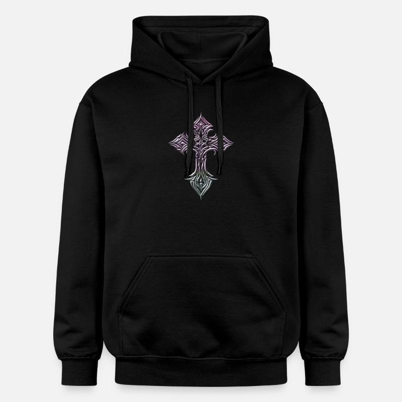 Glyphe de croix irisée - Sweat à capuche Softstyle® Gildan Unisexe - noir