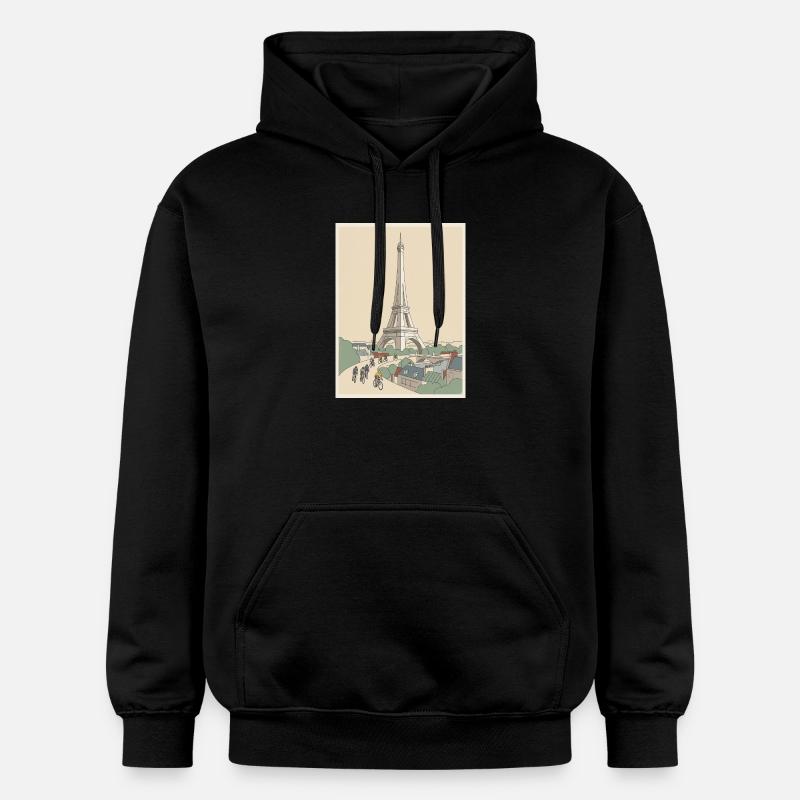 Paris Ride — Souvenir du cyclisme - Sweat à capuche Softstyle® Gildan Unisexe - noir