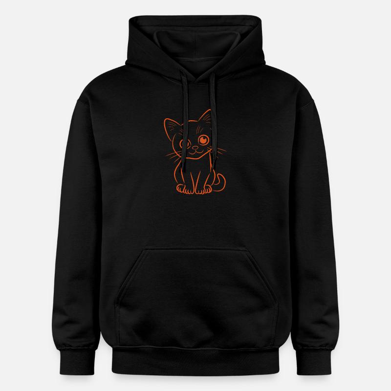 Chaton en orange - Sweat à capuche Softstyle® Gildan Unisexe - noir