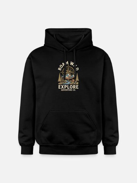 Mountains - Roam Wild - Gildan Unisex Softstyle® Midweight Hoodie - black