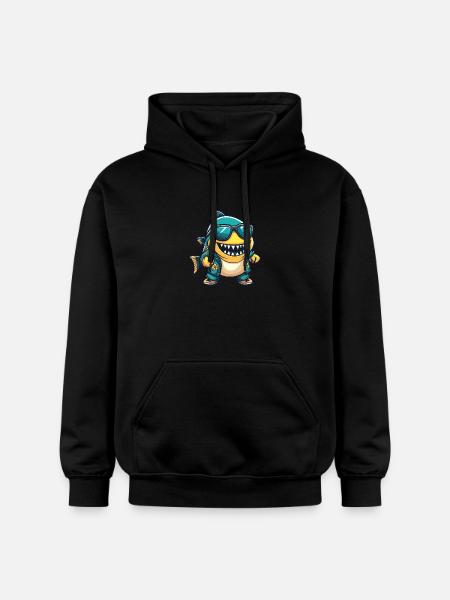 Piranha Fish Comic Vacation - Gildan Unisex Softstyle® Midweight Hoodie - black