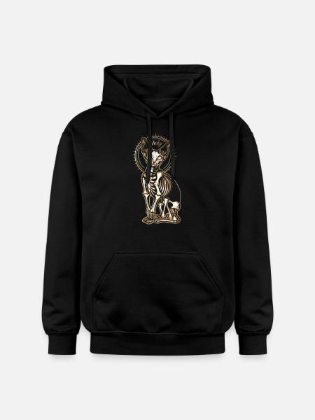 Cat Sphinx Skeleton Tattoo - Gildan Unisex Softstyle® Midweight Hoodie - black